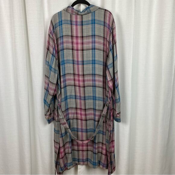 Lane Bryant Gray Pink&Blue Plaid Button Front Shirt Dress Sz.28W NWT - Picture 11 of 16